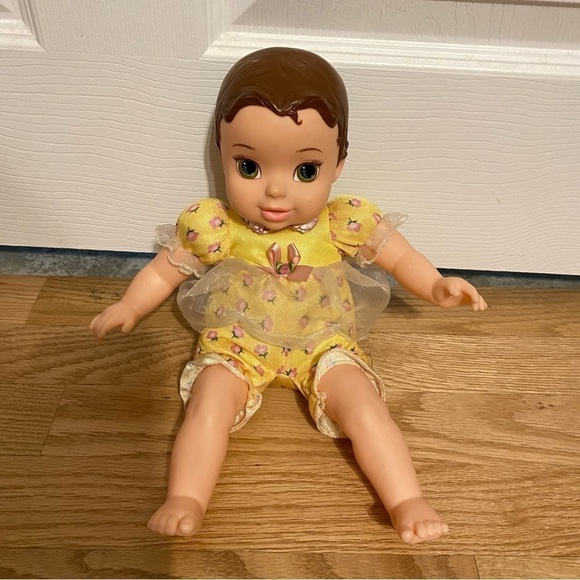 Disney Belle Tollytots Baby Doll Soft Body Hard Head Princess Vintage Yellow - Picture 2 of 8